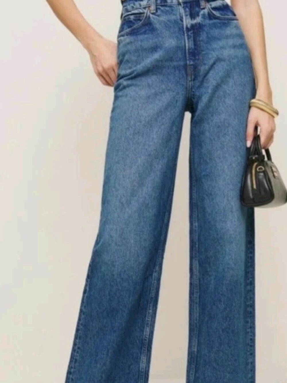 Reformation Wes High Rise Wide Leg Sustainable Denim Jeans Women's 28 Modern